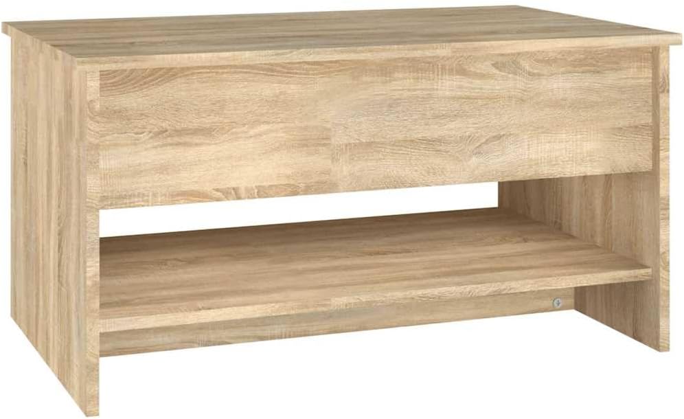 vidaXL Rectangular Coffee Table - Modern Designed Sonoma Oak, Made of Engineered Wood - Maximum Weight Capacity 49.6 Pounds - Assembly Required