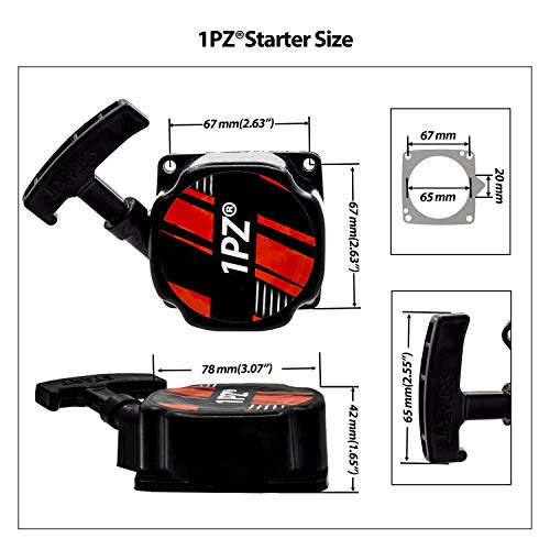 1PZ MOT-P01 Recoil Pull Start Starter With Spacer Replacement for Motovox MVS10 43cc 47cc 49cc 2HP Stand-Up Gas Scooter Pocket Dirt Bike Chopper ATV