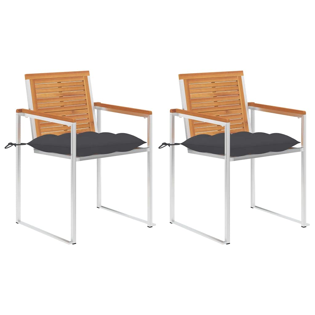 3061503 Sedie da Giardino 2 pz con Cuscini in Legno Acacia e Acciaio Testata in Legno,Testata Letto Matrimoniale Muebles Dormitorio Spalliera Letto Testiere per Letto Matrimoniale