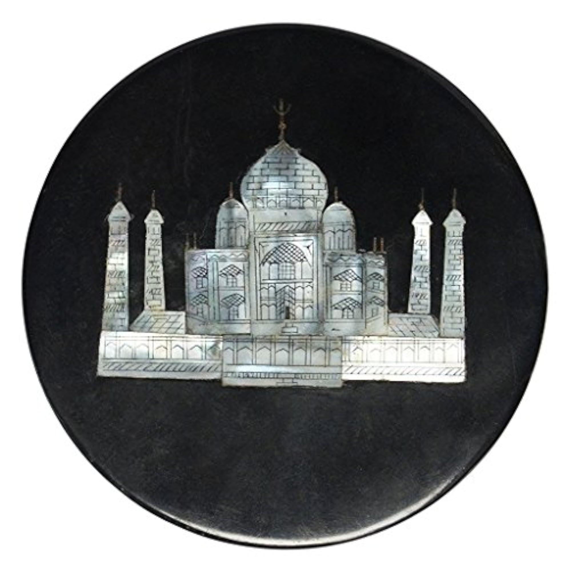 Black Stone Decorative Jewellery Box with Taj Mahal Inlay