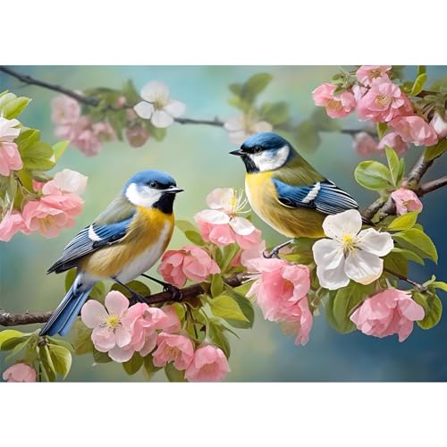 MXJSUA Kits de Pintura de Diamantes para Adultos Pájaros y Flores Kit de Pintura artística con Gemas de Diamantes para decoración del hogar 30x40 cm