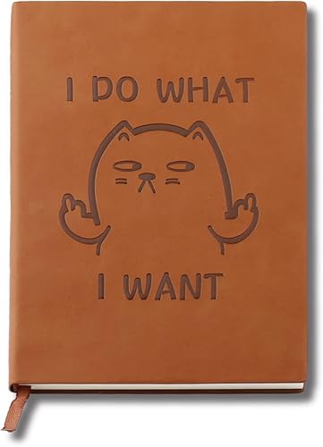 Cuaderno con texto en inglés "I Do What I Wan", para amantes de los gatos, regalo de oficina en casa, divertido cuaderno de cuero para compañeros de
