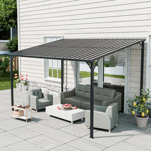 12' x 8' Galvanized Steel Wall-Mount Pergola Gazebo