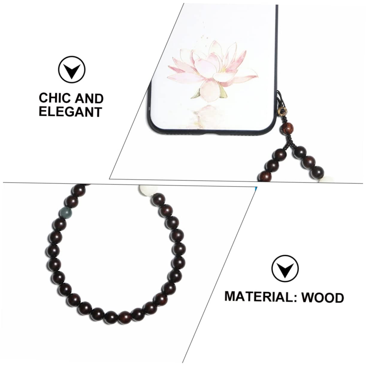 2 cadenas para teléfono móvil, correa de muñeca, cuentas chinas, cordón para teléfono celular, cordón para teléfono celular, cadena de mano, cadena de teléfono celular, cuerda de jade de