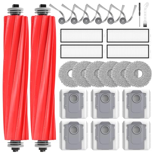 26 Stück QV 35A Zubehör für Roborock QV 35A/QV 35S / Qrevo S Pro/ QR598 / QR798 Saugroboter 2 Hauptbürste 6 Wischpads 6 Staubbeutel 4 HEPA-Filter 6 Seitenbürsten 1 Reinigungsbürste