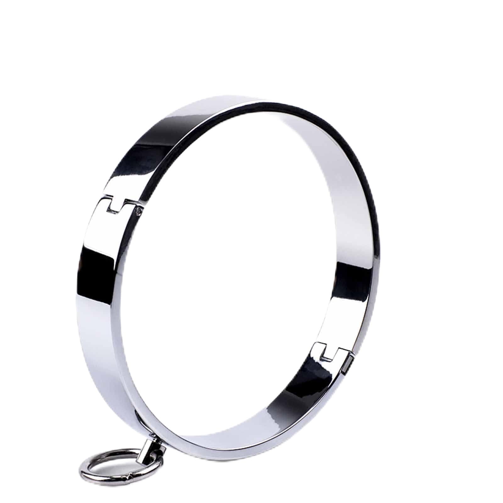 Hbhyu Unisex One Color Bdsm Metal Collar Sex Sm Collars Bondage Choker With Metal Ring Bdsm Restraint Lockable Sex Toys For Women Men Couples