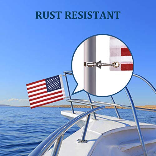 12''X18'' American Boat Flag With 4 Flag Pole Kits - Double Sided Embroidered Stars, Usa Marine Flag For Pontoon Boat Accessories, 2 Brass Grommets (12X18 Inch) #TOP4
