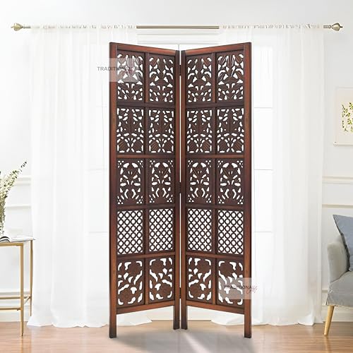 Image of Wooden Room Partition with Stands /Wall Divider for Living Room /Room Divider Wall Separator for Office (2 Panel-Mix)