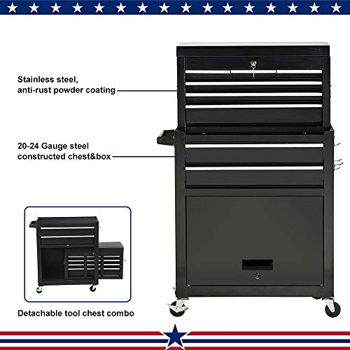 High Capacity Rolling Tool Chest with Wheels and Drawers, 8-Drawer Tool Storage Cabinet,Detachable Organizer Tool Box Combo,Mobile Lockable Toolbox for Workshop Mechanics Garage