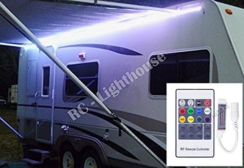 Premium RV LED Camper Awning Boat 16' Light Set with 20 Key Radio Frequency RF Remote RGB 16' ft Waterproof