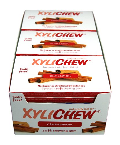 Image of Xylichew 100% Xylitol Chewing Gum - Non GMO, Non Aspartame, Gluten Free, and Sugar Free Gum - Natural Oral Care, Relieves Bad Breath and Dry Mouth - Cinnamon, 288 Count