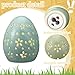Copkim 3 Pcs Easter Decorations Ceramic Lighted Easter Egg Farmhouse Rustic Different Sizes Hollow Eggs Tabletop Statue for Holiday Table Decor Without Batteries