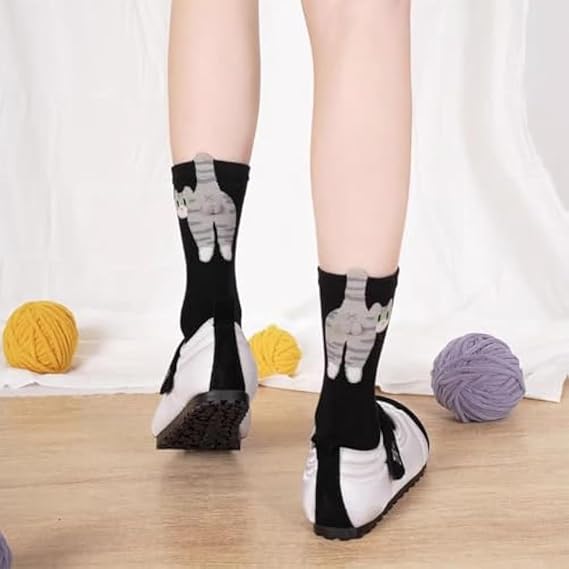 2pairs Cat Socks With Balls,2025 New Cat Ball Socks,Cotton Fun Crew Sock for Women Cats Lovers Gifts