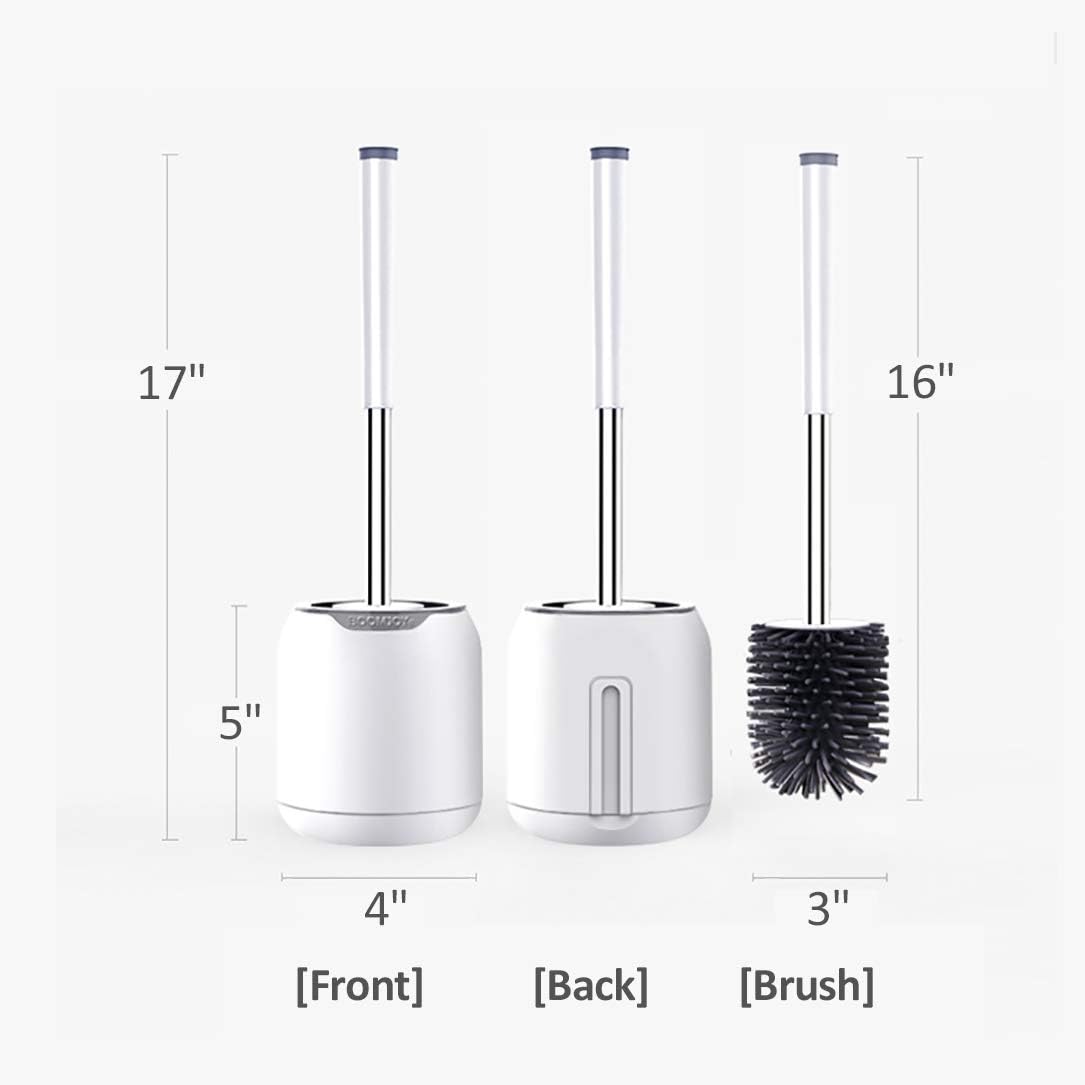 BOOMJOY Silicone Toilet Brush and Holder, Wall Mounted Toilet Bowl Brush for Bathroom Cleaning, 1Pack: Home & Kitchen
