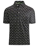 Mens Golf Shirts Short Sleeve Moisture Wicking Dry Fit Performance Athletic Polo Shirt Black XL