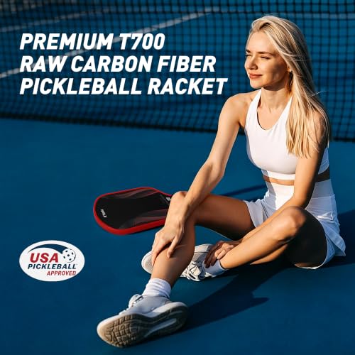 Image of Upgraded Pickleball Paddles Set of 2 or Single Paddle - R Koda USAPA Approved Fiberglass Surface / T700 Raw Carbon Fiber Pickleball Rackets Set for Men & Women
