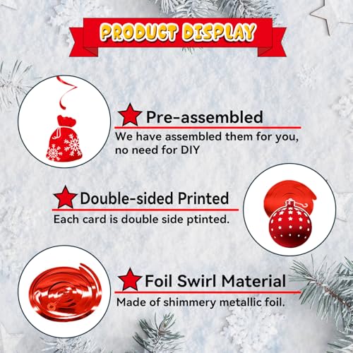 Image of Christmas Hanging Swirls Decorations - Red White Christmas Party Decorations Xmas Peppermint Candy Cane Hanging Ceiling Decor for Home Xmas Winter Holiday Party Decor