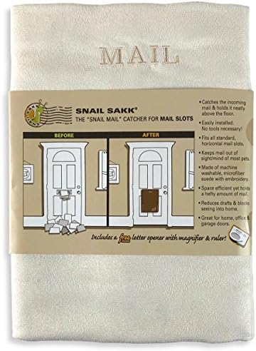 SNAIL SAKK: Mail Catcher for Mail Slots - Cream. No More Mail on The Floor! Reduces drafts, Protects Privacy, and More. No Tools or Screws Needed. for Home, Office, and Garage Doors. (Basket, Bag)