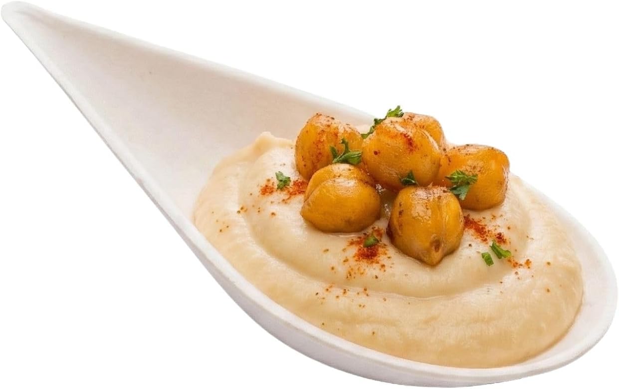 Restaurantware-Pulp Tek 4.1 Inch Tasting Spoons, 100 Teardrop Shaped Bagasse Spoons - Easy To Hold, Premium White Bagasse Disposable Taster Spoons, For Appetizers, Grease Resistant Restaurantware