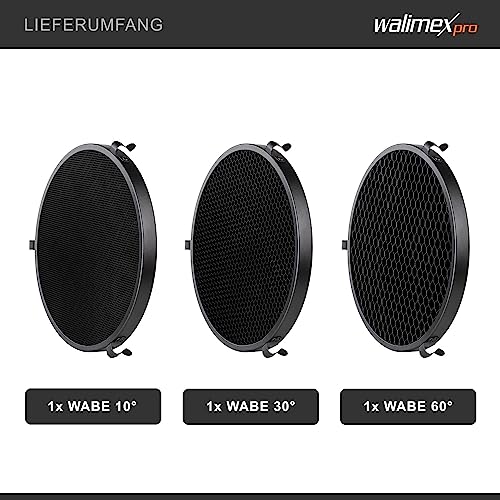 Walimex pro Honeycomb set for standard reflectors - 3 piece set for directional light, black - Image 4