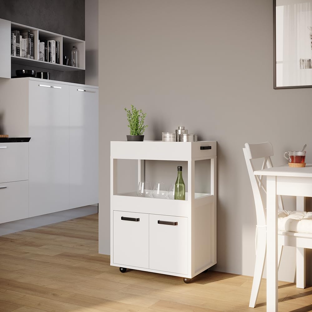 Vicco Rollcontainer Simon, Weiß, 60 x 88.7 cm, mit Rollen und Ablagefläche für Kleingeräte