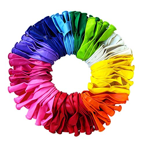 DYKeWei Ballons 100 Ballons Ballons d'anniversaire en Latex Gonflable sans Naturel Maison DIY Boy Or Girl Pieds (Black,Pink,Yellow,Green,Blue,Red,Orange,White,Purple,Lavender, One Size) Cover