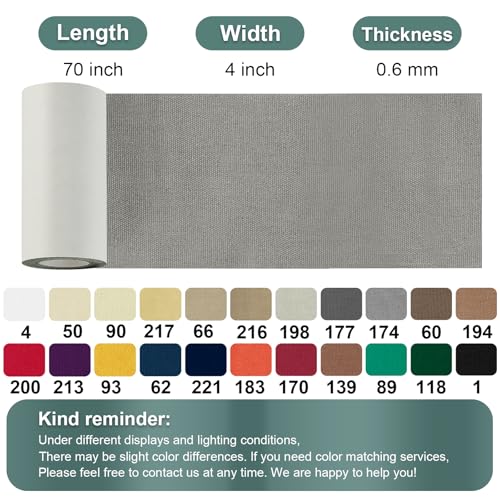 Image of Linen Canvas Repair Tape, 4x63 Inches Dark Grey Waterproof Self-Adhesive Patch for Outdoor Gear, Durable Fabric Tape for Boat Covers, Couch,Tents, Sofas, Sun Shades, Awnings,Lounge Chairs