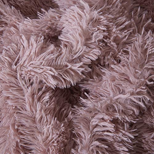FAUX FUR SHAGGY Long Pile Face, Soft Touch Plush Fleece Reverse, Duvet Cover Set with Pillow Case Thermal Fluffy Winter Warm Cozy Cuddly Bedding Bed Set (Blush Pink, Double) - Image 6