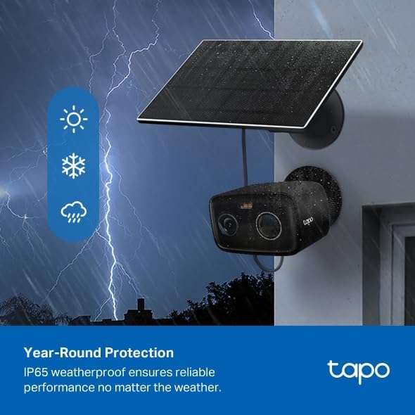Tapo C401Kit – Cámara vigilancia WiFi Exterior, 1080p, Solar, Negro | Detección de Movimiento y Personas. Con Panel Solar. Visión Nocturna a Color. IP65. App Tapo. 6