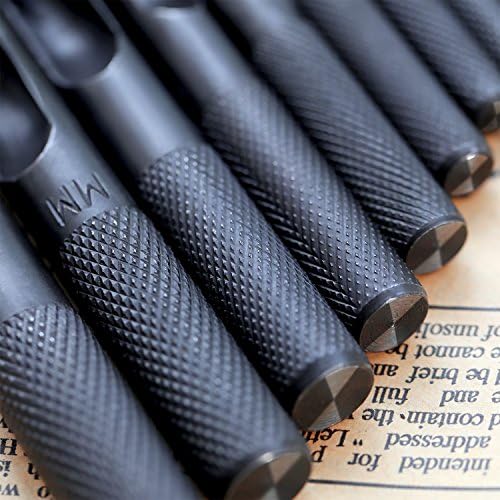 10 Pieces Round Steel Hollow Punch Set 1 mm to 10 mm Leather Craft Hollow Hole Punch Tools for Leather, Watch Band, Gasket Belt, Shoe, Fabric, Canvas Clothes, Eyelet