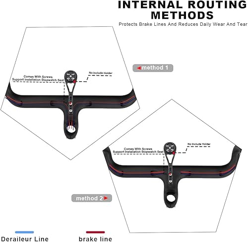 Miniatura 3 de Manillar integrado de bicicleta de carretera manillar integrado plano ruta interna manillar aero integrado 31.8 manillar de bicicleta de carbono