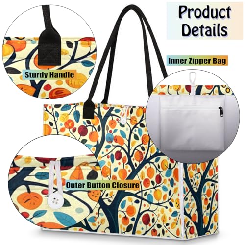 Fall Harvest Fruits Tote Bag for Women Large Beach Bag Reusable Tote Bags for Work Travel Beach Shopping4