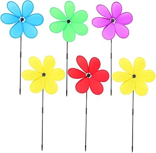 Alasum 6pcs Six Leaf Color Windmill Playset Outside Toys Outdoor Spinners Windmill Party Pinwheel Lawn Pinwheels Flower Spinners Outdoor Windmill Pinwheels Toys Outdoor Windmills Abs