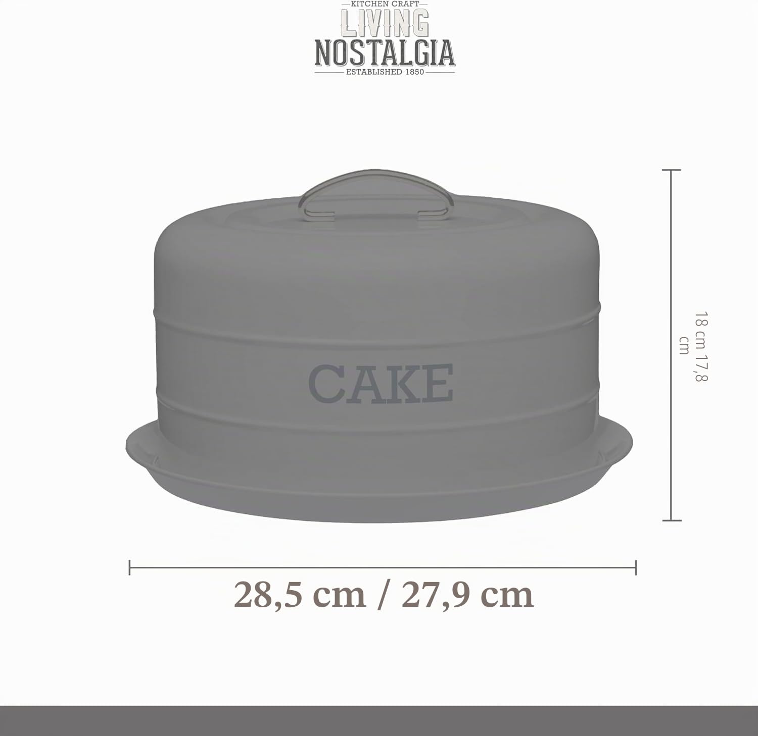 Kitchen Craft Living Nostalgia Tortiera con Coperchio a Cupola, Acciaio Inossidabile, Bianco, 28.5 cm x 18 cm