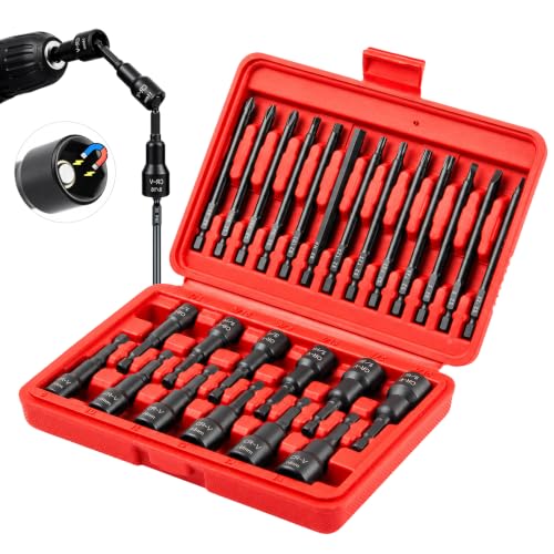 Image of 25-Piece Magnetic Nut Driver Set, SAE and Metric, 90mm Long Bits