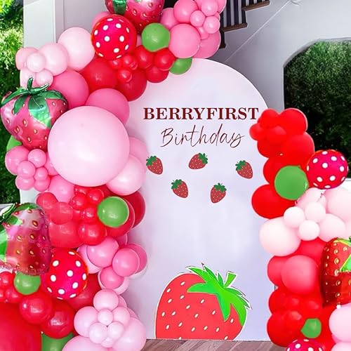 Vinilo Decorativo Cumpleaños Tema Fresa Para Niñas miniatura 2