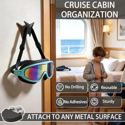 Image of Magnetic Towel Hooks, Strong Magnetic Hooks with Rubber Coated Base, Magnetic Coat Hooks for Refrigerator, Metal Door, Locker and Garage, Hooks for Towels, Coats, Bags, Hats and Umbrellas