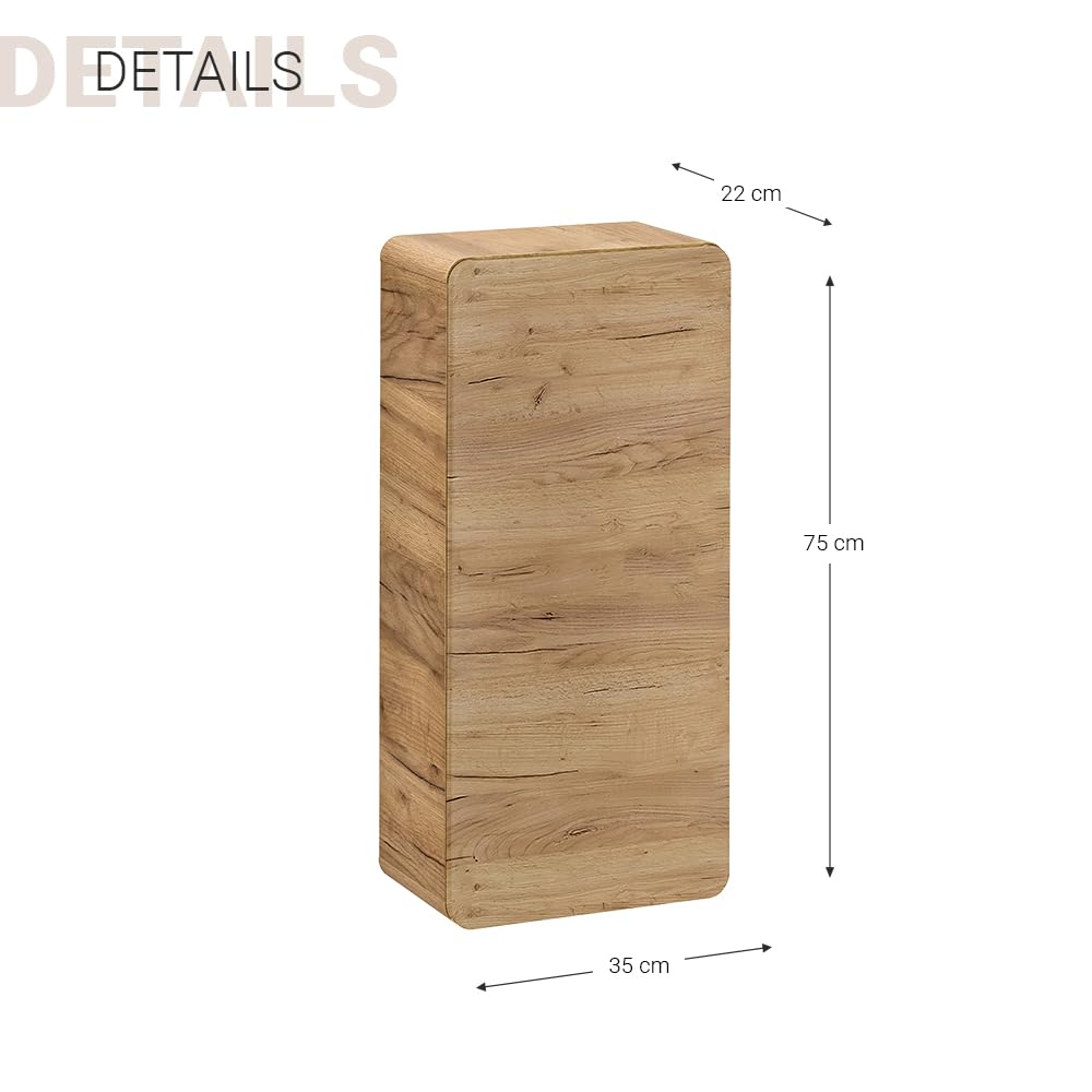 Lomadox Badezimmer Hängeschrank LUTON-56-CRAFT, Wotan Eiche Nb. Nb., B/H/T ca. 35/75/22 cm