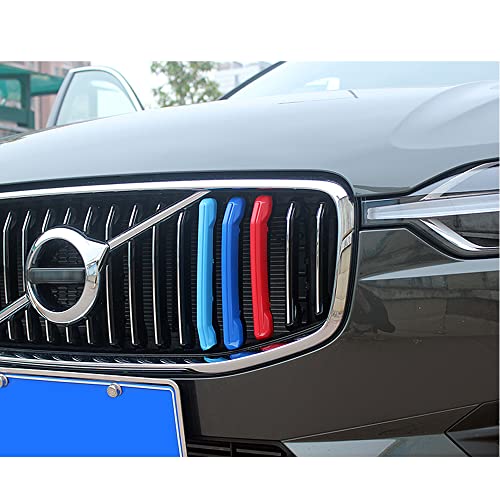 Image of SANRILY M-Colored Grille Insert Trims Compatible with Volvo XC90 LCI Front Grill 2020-UP Front Center Kidney Grilles Tri Color for Volvo 2nd Gen Grille Decoration Covers