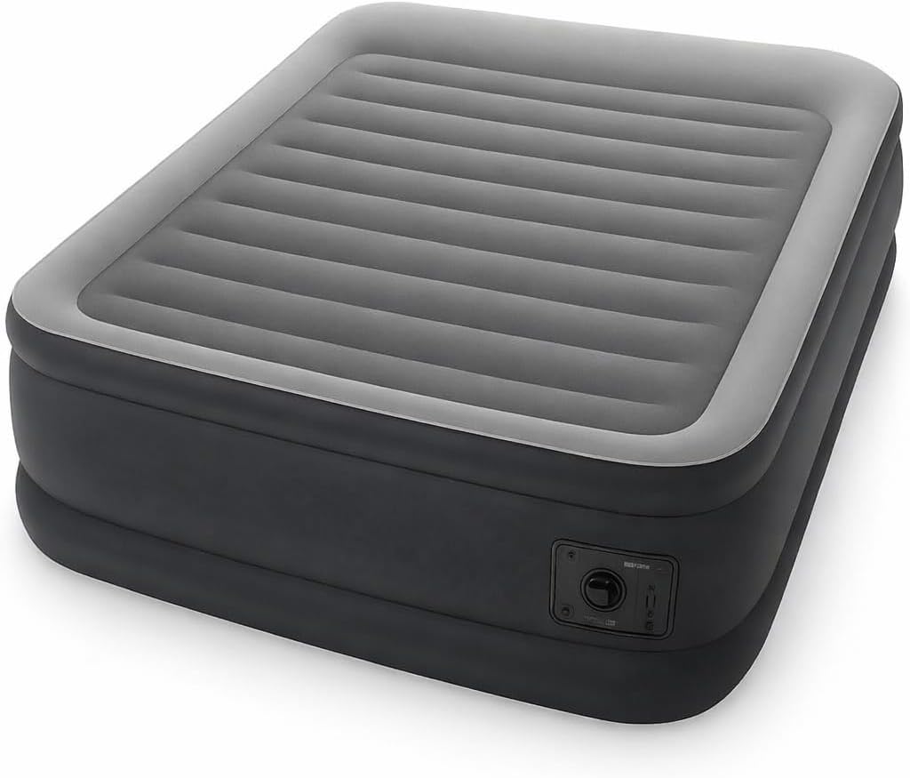 Full Size Standard Pillow Rest Air Mattress with Built-in Electric Pump, 10 Inch Height, 600 Pounds Capacity, Durable Inflatable Bed for Home or Guest Use