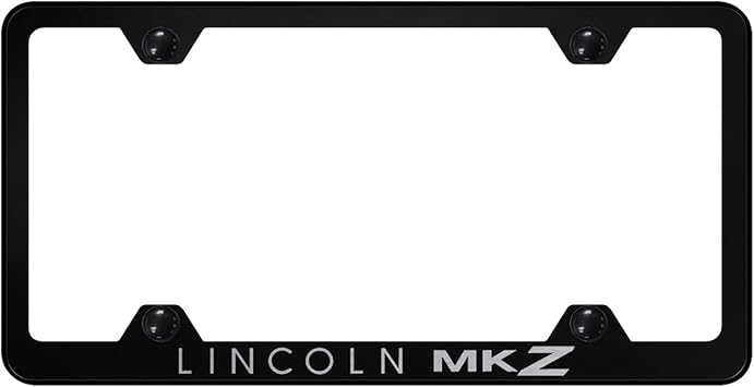 Au-TOMOTIVE GOLD Laser Etched Logo Stainless Steel Wide Body License Plate Frame for Lincoln MKZ Black