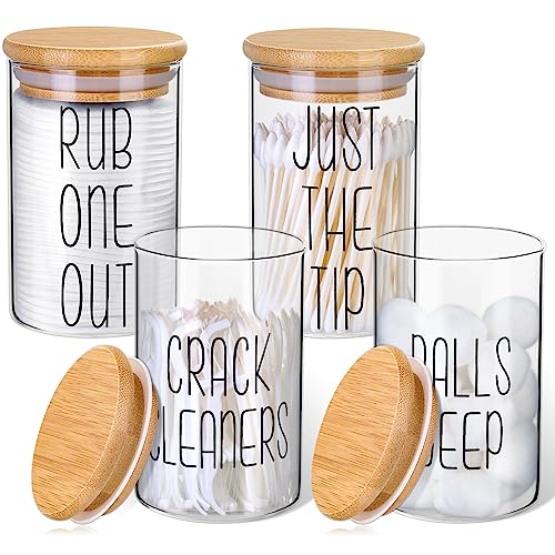 Funny Jars with Lids for Qtips, Cotton Balls, Floss, and Cotton Pads