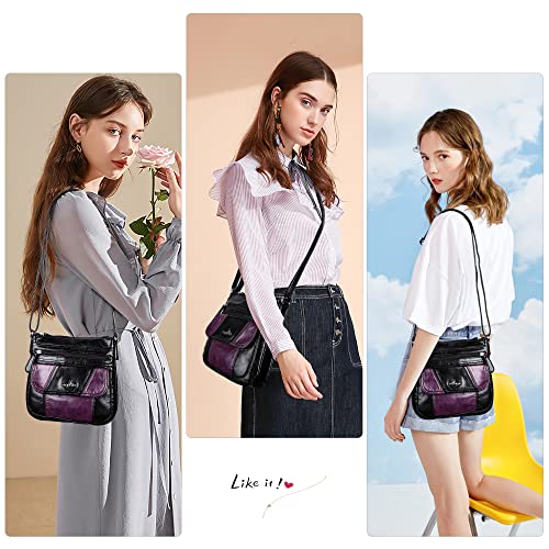 Image of Angelkiss Small Womens Crossbody Bag Leather Shoulder Purse for Women Hobo Bag with Adjustable Shoulder Strap