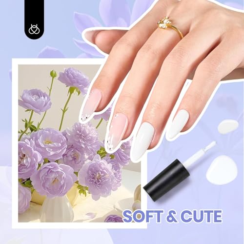 Image of Beetles White Gel Nail Kit with U V Light, 5 Pcs Gel Polish Kit with Base & Top Coat and Nail File for Beginners White DIY Salon Soak Off Manicure Home Women Gifts