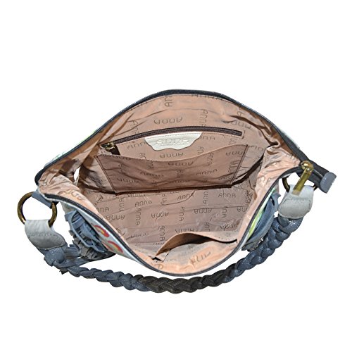 Anna by Anuschka Women's Genuine Leather Medium Fringed Hobo Shoulder bag | Hand Painted Original Artwork | Garden of Eden3