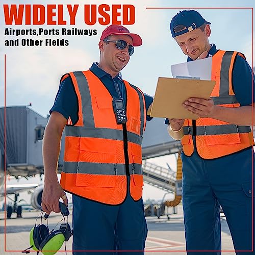 Image of JaGely 15 Pack Safety Vests with Pockets Zipper,Large,Orange Red