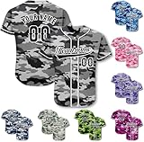 Custom Camo Baseball Jersey - Personalized Team Name Softball Shirts - Customized Sport Uniform for Men Women (US, Alpha, One Size, Regular, Regular, Camo-01)