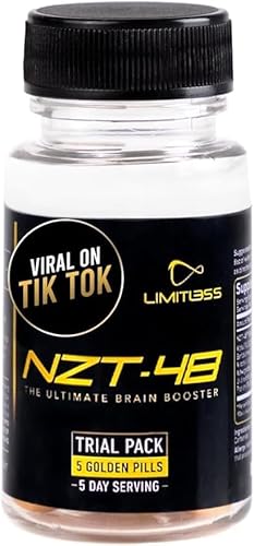 NZT-48 Premium Brain Booster - Nootropic - Brain Supplement for Memory + Focus + Natural Energy - Caffeinated, Phosphatidylserine, Vitamins B6 B12-5ct Capsules (Travel Pack)