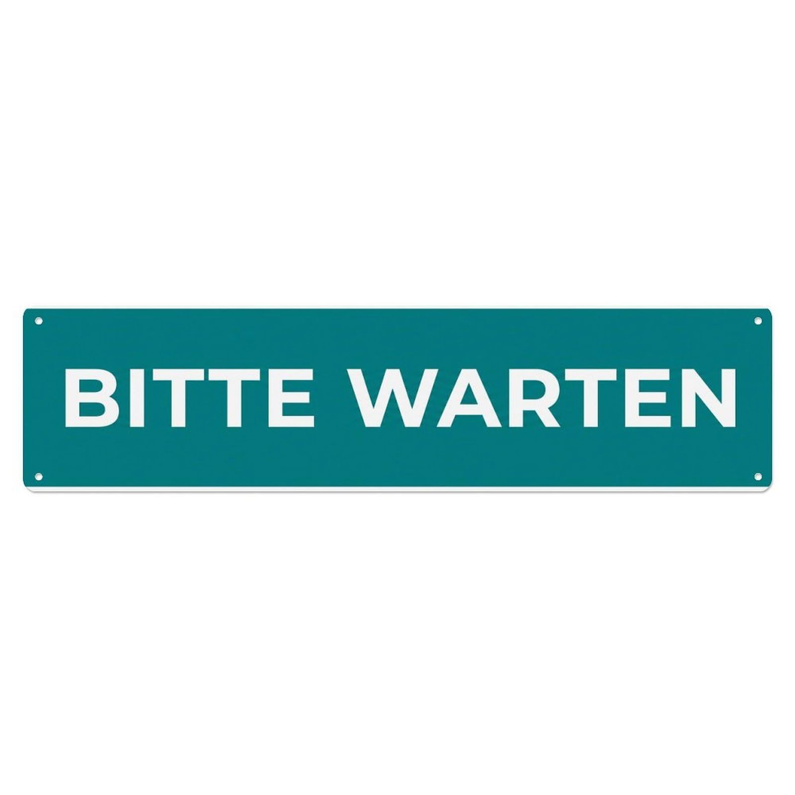 Bitte Warten Wait Here Metal Tin Sign