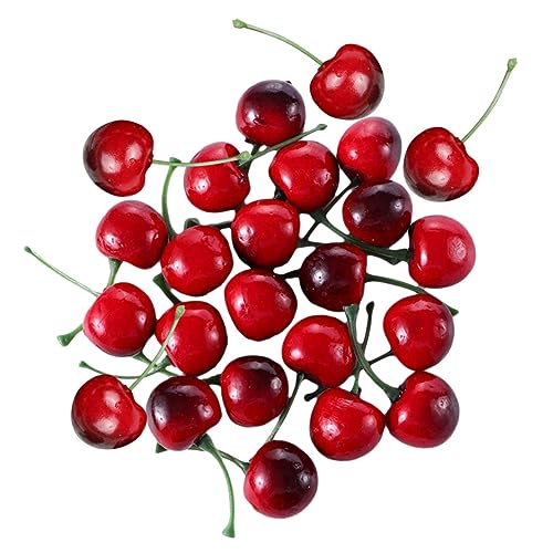 ABOOFAN 120pcs Realistic Simulation Cherry Model Decorative Artificial Fruits for Home Kitchen